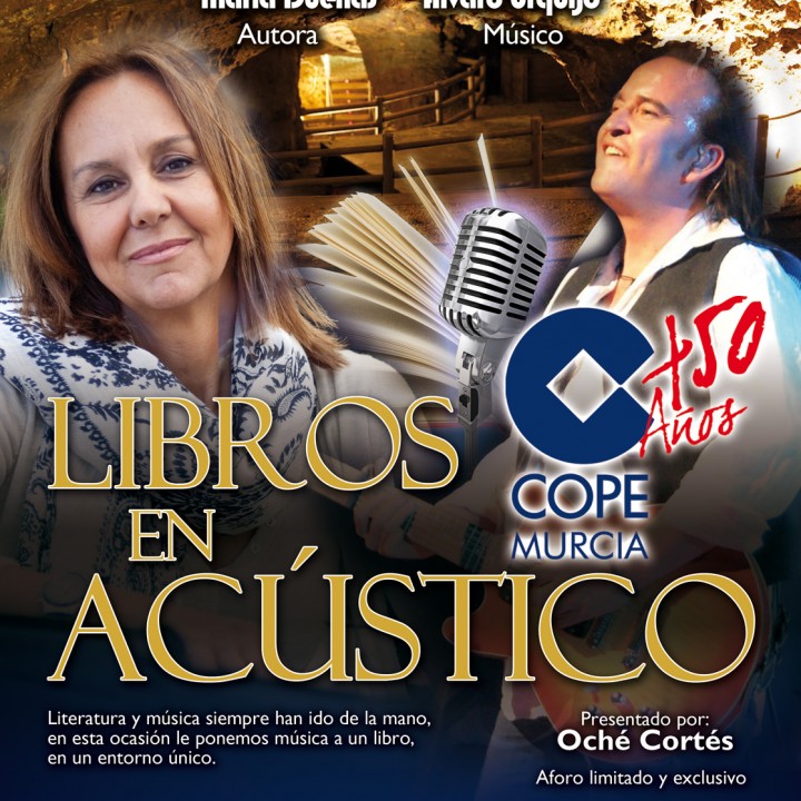 Cartel Libros en acústico.Cope en Mina