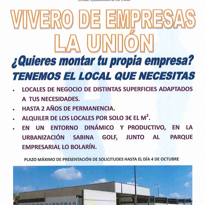 Cartel Anunciador Vivero de Empresas La Unión.