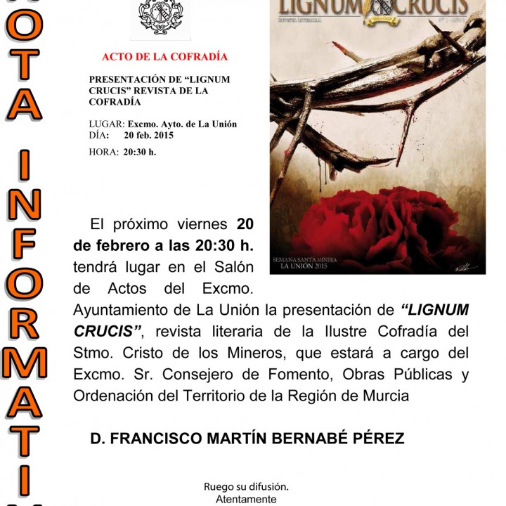 Cartel Presentación de la Revista de la Semana Santa Minera.17-02-15