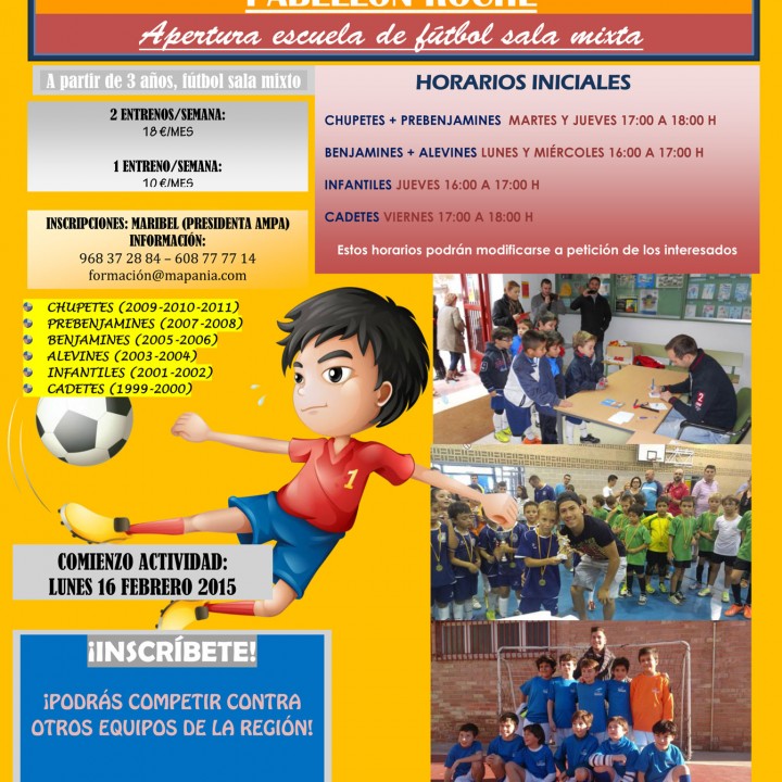 Cartel de la Escuela de Futbol Sala en Roche