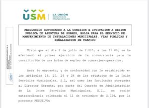 Apertura pública de sobres para las bolsas de empleo de La Unión Servicios Municipales.